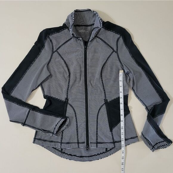 Zella Women's Black Stripe Full Zip Jacket Mesh Inserts - Picture 5 of 14